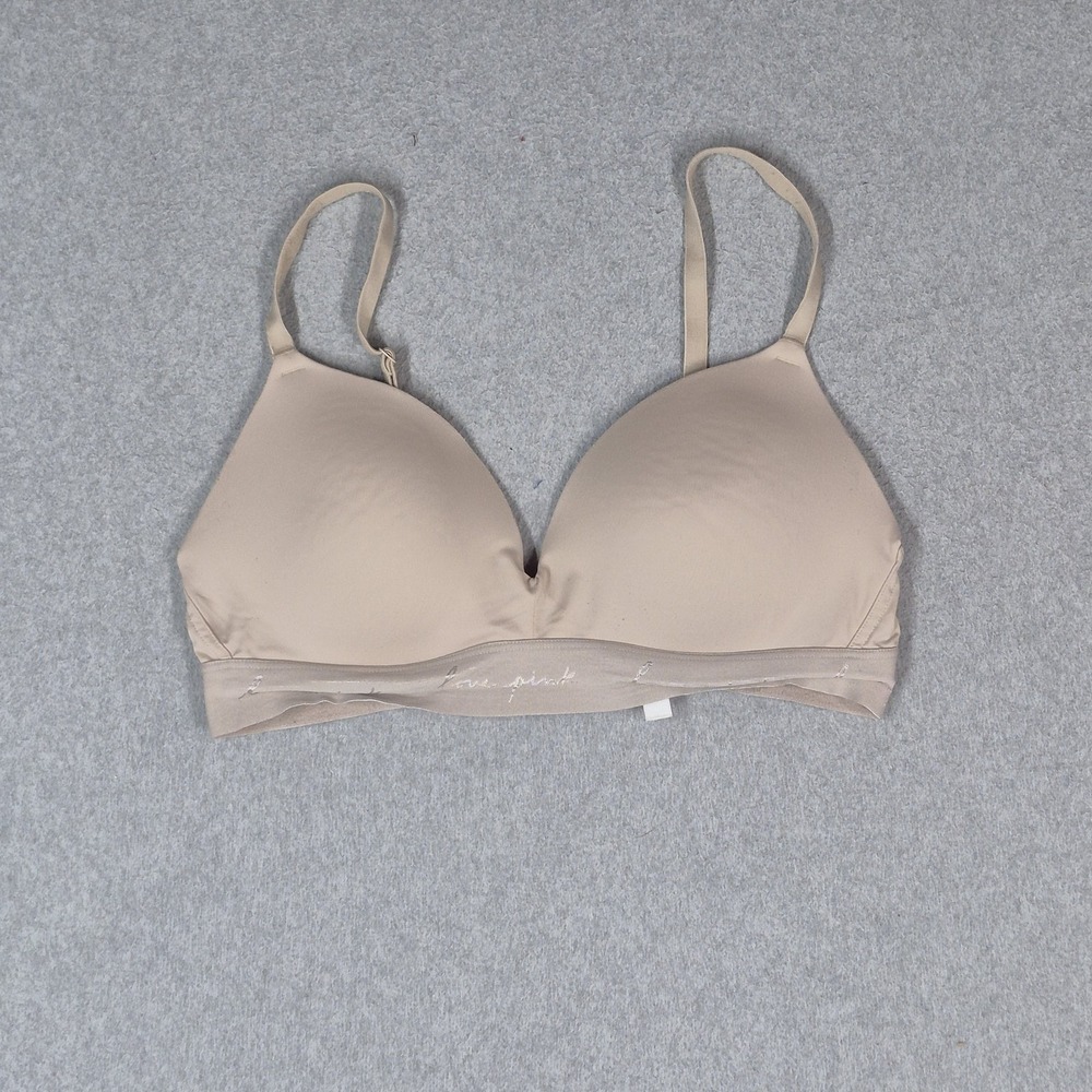 PINK Women Bra 36C Beige Wear Everywhere Wireless Push Up Adjustable